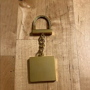 Goldtone Square Keychain with Unique Closure